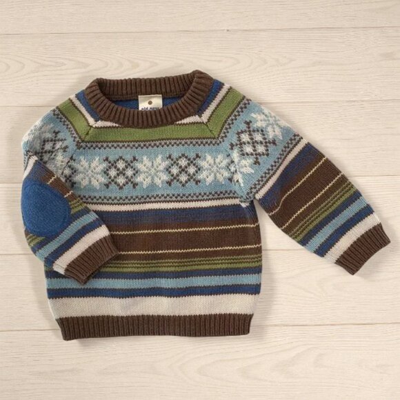 Old Navy Fair Isle Stripe Snowflake Knit Sweater 3-6 Months - Picture 2 of 8